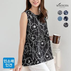 [윈드본] [~2XL] 인견 여성 시원한 홈웨어 민소매 패턴 블라우스 8종 택1