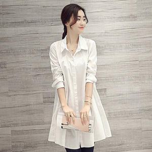 [보드미]여성임부복남방 레이어드 셔츠 A라인 흰색 블라우스 롱남방 임부복