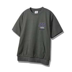 [지프]JP2TSU161 지프 체로키 싱글 셋업 반팔 맨투맨 2024년 카키 티셔츠