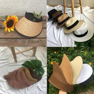 [옷자락]여름 밀짚 레트로 라탄썬캡 페도라 휴가 바캉스 모자