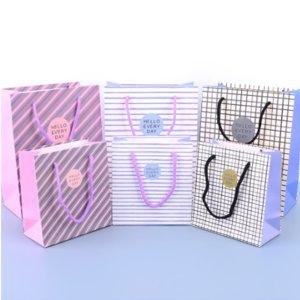 사각선물쇼핑백 종이상자 포장케이스 라인체크무늬