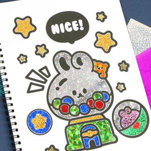 어린이 미술놀이 홀로그램 북 색칠 스티커