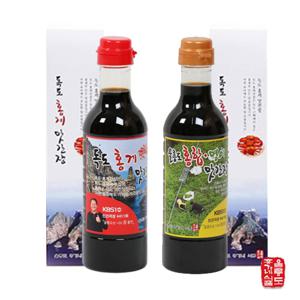 홍가네 울릉도 홍게 & 홍합 맛간장 선물세트 520g x 2병 (케이스 포함)