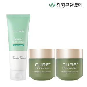 [김정문알로에] 큐어 2X크림 2개+리알로에 수딩젤 150ml 1개