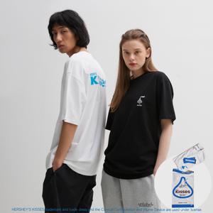 X 허쉬 키세스 남녀공용 키세스 로고 반팔 티셔츠 (블랙/실버)