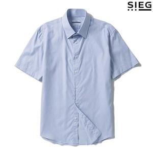 [신원아울렛]지이크 블루 스트라이프 세미 와이드 반팔 셔츠
