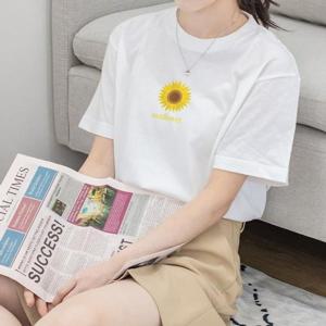 [험블] 썬플라워 기본 면 여성 반팔 티셔츠