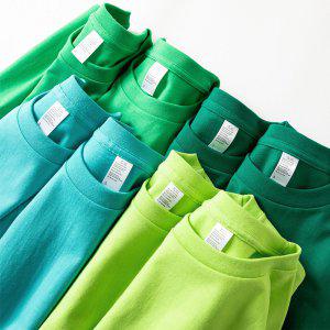 기본 면티 그린 녹색 라인 반팔 순면 베이직 티셔츠