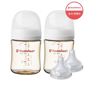 [더블하트] 3세대 160ml 베이직 트윈팩(젖병2개) + 젖꼭지 2개