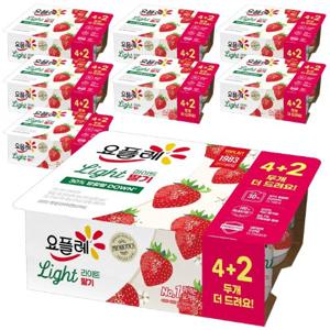 빙그레 요플레 라이트 딸기 80g 6입 x 8개(총48개) 떠먹는 요구르트