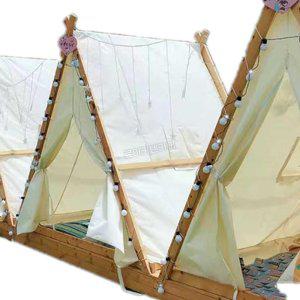 야외 바베큐 캠핑 글램핑 텐트 삼각형 방수 원목