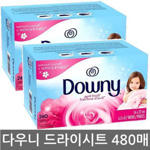 다우니 드라이시트 건조기용 섬유유연제 480매(240매x2) 건조기시트