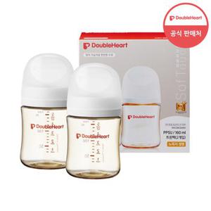 [더블하트] 모유실감 3세대 PPSU 제뉴인화이트 160ml 트윈팩 (노꼭지)