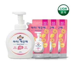 [아이깨끗해] 아이깨끗해 핸드워시 거품형 490ml 용기+450ml 리필 X 3개(레몬/순/청포도향)