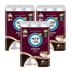 두루마리휴지 깨끗한나라 3겹 화장지 촉앤감 와이드 30m 30롤 3P