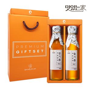 50년전통 대현상회 저온압착 국산 참기름 들기름 180ml 선물세트 (선물케이스포장)