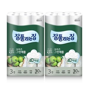 그린애플 상큼사과향 3겹 화장지 25m x 30롤 x 2팩