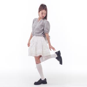 HEM LACE BANDING SKIRT_WHITE