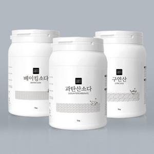 가성비가 브랜드다 베이킹소다+과탄산소다+구연산 천연세제 1kg x 3개(용기타입)