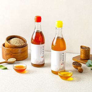 전라도청년 저온압착 천년참기름 350ml+들기름 350ml