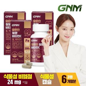 [총 6개월분] GNM 맘편한 비헴철 임산부 철분 비타민C 60캡슐 x 3병 / 철분제 수유부