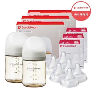 [더블하트] 3세대 160ml 모먼트 트윈팩 3개(젖병6개)+젖꼭지 6개