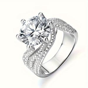 TEMU 고급스러운 3/5ct 라운드 컷 모이사나이트 반지, 섬세한 925 은 반지, 반짝이는 모이사나이트 약혼 반지, 소중한 생일 또는 졸업 선물로 여자 아이들에게