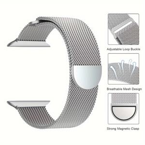 TEMU 남성과 여성 모두에게 적합한 메탈 밀라네즈 자석 시계 스트랩, 애플 워치 38mm/40mm/41mm/42mm/44mm/45mm/49mm 시리즈에 적합한 아이워치 9/8/7/6/5/4/3/2/1 시계 스트랩