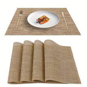 TEMU 4pcs 비닐 짠 Placemats, 빨 수있는 재사용 가능한 다목적 오염 방지 테이블 매트, 단열 패드, 탁상 보호, 가정 주방 식탁 장식