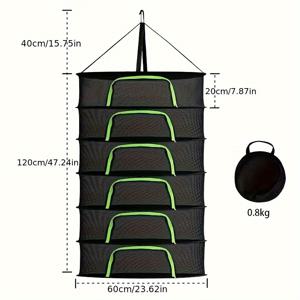 TEMU 플루오레센트 그린 액센트가 있는 8층 U자형 나일론 식물 건조대 - 허브, 꽃 및 꽃봇을 위한 망 건조기 네트|표고버섯