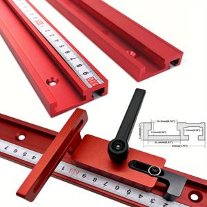 TEMU 드릴 프레스, 라우터, 밴드 소 및 테이블 톱 푸셔용으로 내구성 있는 T-슬롯이 있는 1pc 45 유형 알루미늄 합금 마이터 트랙, 40/80cm, 플립 스톱 블록이 있는 목공 도구