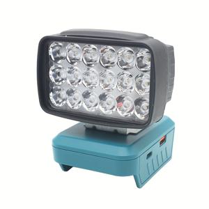 TEMU 마키타 18V 배터리용 휴대용 LED 작업등 - 무선, 15W 고루멘 2000LM 홍수등, USB & Type-C 충전, 저전압 보호, 조절 가능한 각도 - 작업장, 차고, 캠핑 등에 이상적 (배터리 미포함)