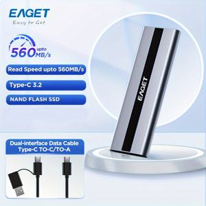 TEMU EAGET 외장형 하드 드라이브 1TB 고속 SSD 2TB 512GB 휴대용 외장형 SSD 하드 디스크 유형-C USB 3.2 솔리드 스테이트 디스크 하드 드라이브 노트북 Mac용 M.2 SATA 휴대용 SSD