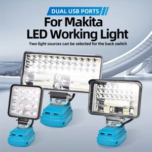 TEMU 1pc 18V LED 플래시라이트 야외 스포트라이트 Makita BL1430 BL1830 리튬 배터리 USB 야외 조명 USB 포함