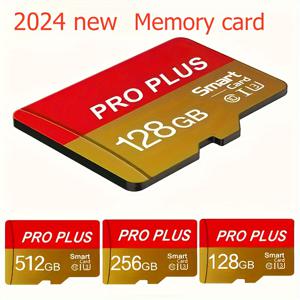 TEMU 2024 Pro Plus 마이크로 SD 카드 고속 클래스 10 UHS-1 TF 메모리 카드 어댑터 포함 - 128GB, 256GB, 512GB - 스마트폰, 카메라, 드론, 게임 콘솔용 온도 및 자기 방지