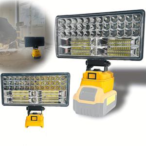 TEMU 디월트 20V 배터리용 1개 무선 LED 작업 조명(배터리 포함되지 않음), 48W 3800 루멘/60W 4500 루멘/90W 5400 루멘 플러드라이트, 2개 USB 충전 포트, 방수 플러드라이트, 캠핑, 자동차 수리, 비상 및 작업 현장 조명에 이상적