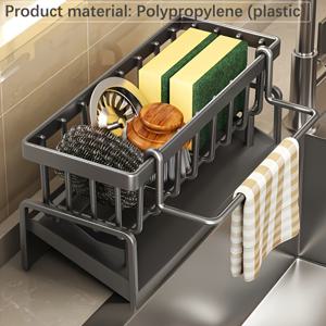 TEMU 스펀지와 행주걸이가 있는 플라스틱 배수 랙: 다기능 주방 및 욕실 정리함