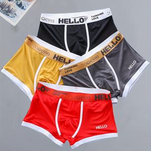 TEMU 4pcs 남자의 얼음 실크 멋진 복서 팬티 반바지, 통기성 부드럽고 편안한 복서 트렁크, 섹시한 낮은 허리 복서 트렁크, 남성 속옷