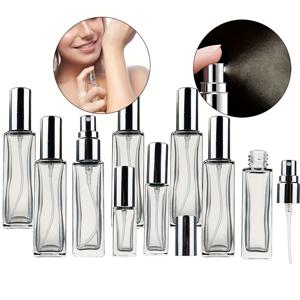 TEMU 비어있는 정사각형 유리 스프레이 향수 병 10pcs 5ml 10ml 20ml 투명한 스프레이 병 여행용 화장품 병 샘플 용기 리필 가능한 화장품 병