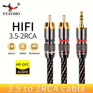 TEMU RCA 남성 대 3.5mm 남성 케이블, 3.5mm 대 2-RCA 케이블, RCA 남성 대 Aux 오디오 어댑터 HiFi 사운드 헤드폰 잭 어댑터 금속 쉘 RCA Y 분배기 RCA 보조 케이블 1/8 대 RCA 커넥터 폰 스피커 MP3 태블릿 HDTV