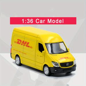 TEMU 마케다 1:36 스케일 DHL 배달 차량 복제품, 풍력 구동, 내후성, 풀백 액션, 아연 합금 모델, 3-6세 어린이, 장난감 수집 및 남학생 선물에 적합