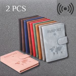 TEMU 2-Pack RFID 차단 여권 보호대 여권 커버, 지도 디자인이 있는 인조 가죽 다기능 여행 액세서리