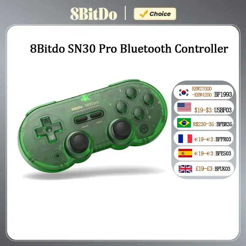 8Bitdo SN30 프로 블루투스 게임패드, 무선 게임 컨트롤러 조이스틱, 닌텐도 스위치 NS OLED MacOS 안드로이드 스팀 라즈베리 파이용