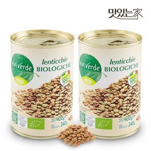 COOP 비비베르데 이탈리아 유기농 렌틸콩(렌즈콩) 400g 2캔 무첨가물 Non GMO