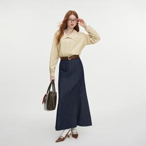 WD_Vintage denim fishtail skirt