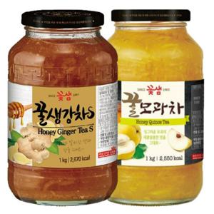 총2병 꽃샘 꿀생강차S 1kg+꿀모과차 1kg 한식 학교손님접대 생강차 디저트음료 카페 모과차 꿀차 선생님