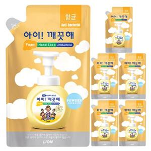 아이깨끗해 핸드솝 거품 손세정제 핸드워시 파우더향 450ml 리필 6개