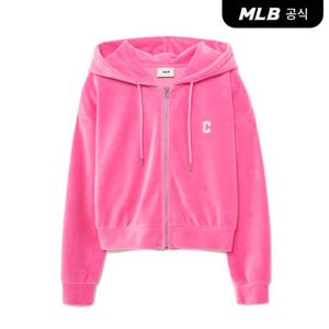 [MLB] 여성 베이직 벨벳 크롭 후드 집업 CLE (Pink)