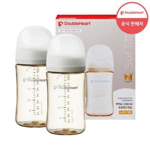 [더블하트] 모유실감 3세대 PPSU 오후의베이지 240ml 트윈팩 (노꼭지)