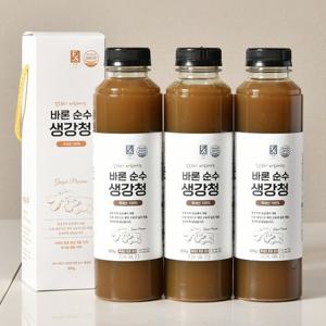 바론 순수 생강청 600g 3병/유기농설탕 함유 임실생강 생강차